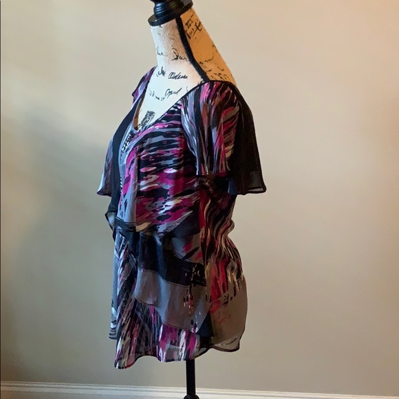 Bisou Bisou Layered Colorful Patterned Top EUC - Picture 3 of 8